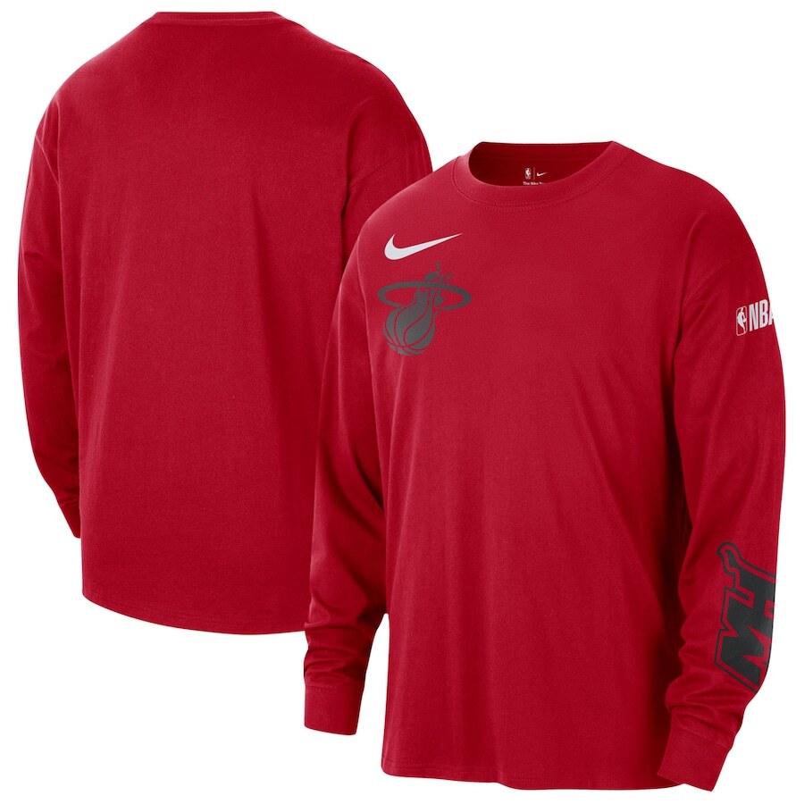 Men's Miami Heat Red 2024/25 City Edition Courtside Max90 Heavyweight Long Sleeve T-Shirt Men's Miami Heat Red 2024/25 City Edition Courtside Max90 Heavyweight Long Sleeve T-Shirt
